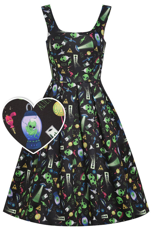 Amanda Black UFO & Alien Swing Dress