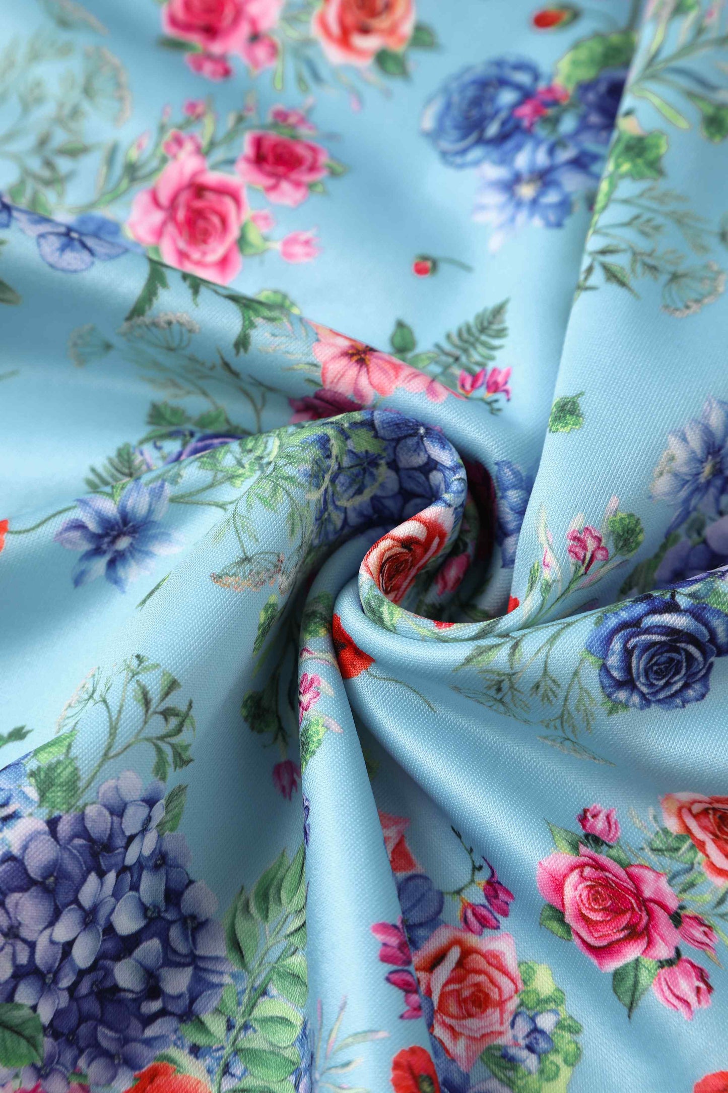 Lily Blue Hydrangea Off Shoulder Dress In Cotton