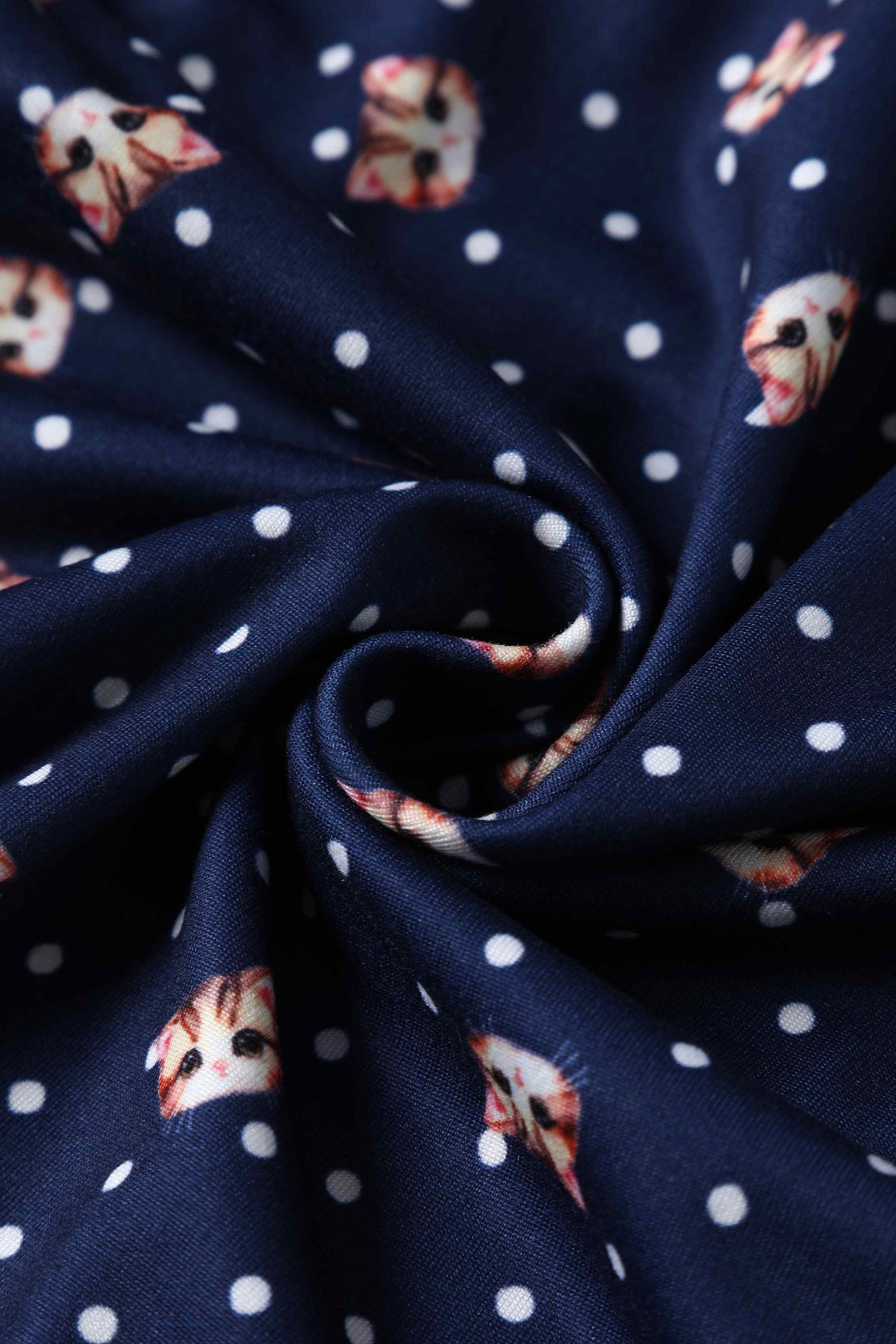 Billie Cat Face Blue Long Sleeved Dress