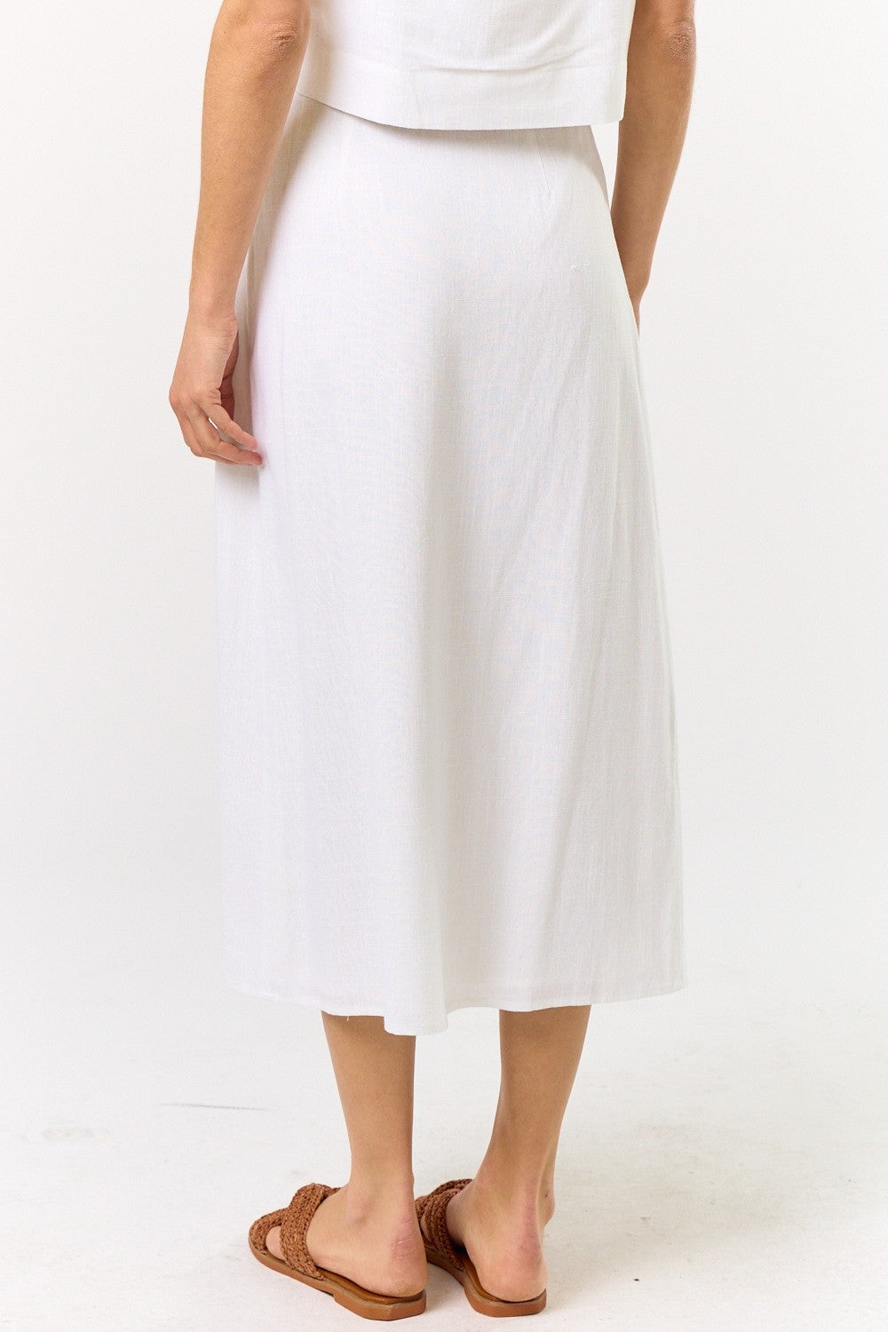 Seraphine High Waist Wrap Midi Skirt White