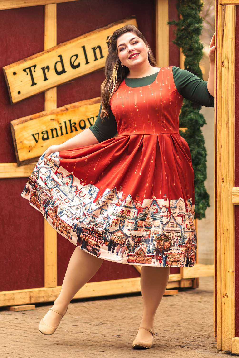 Amanda Christmas Market Red Flared Dress