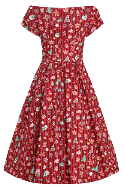 Lily Christmas Gingerbread Cookie Off Shoulder Dress