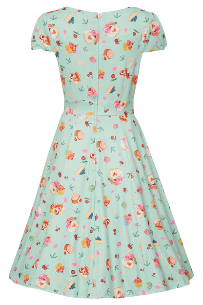 Claudia Sleeved Dress In Pastel Tea Cake Print