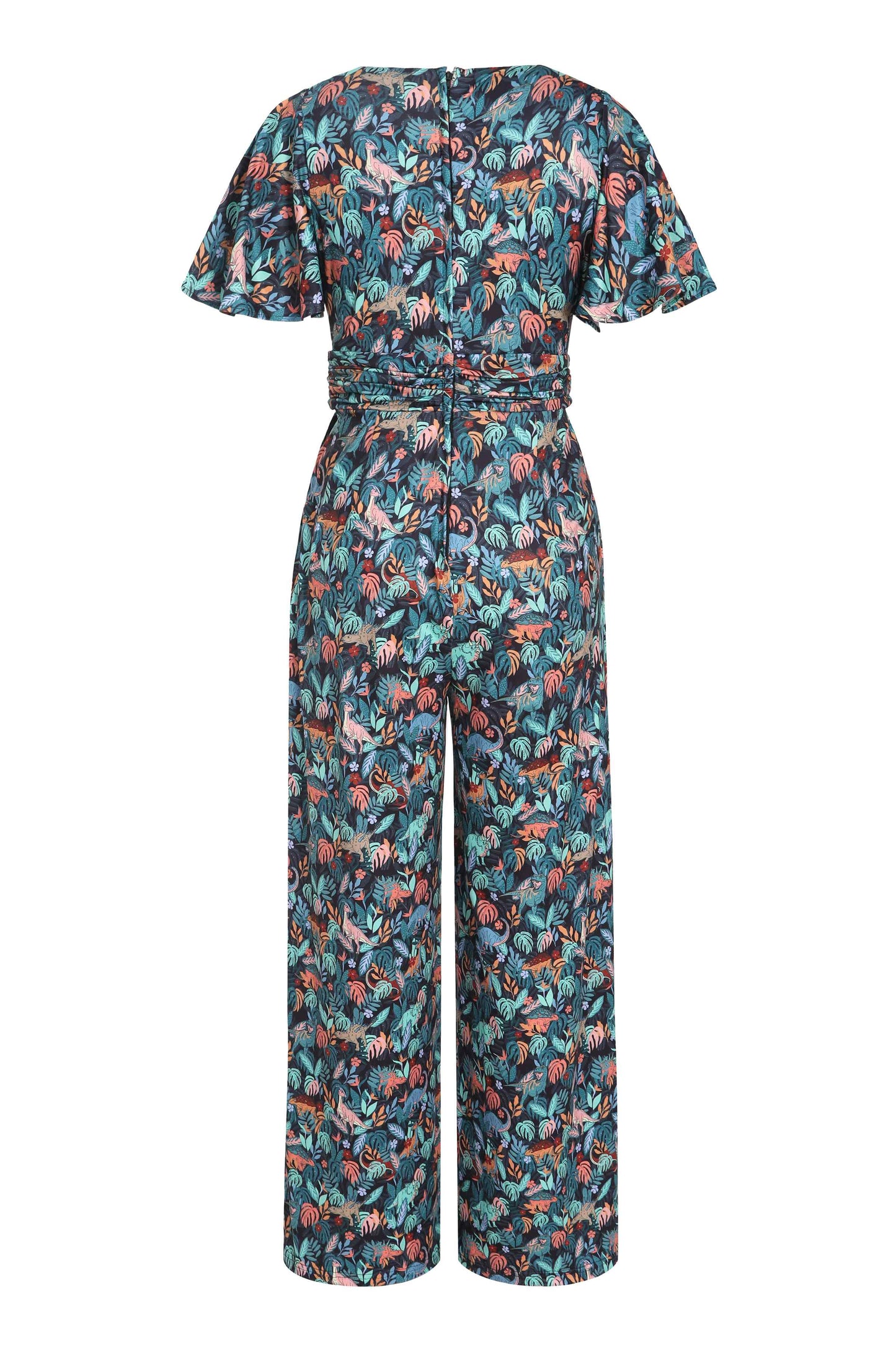 Esther Colourful Dinosaur Jumpsuit In Green