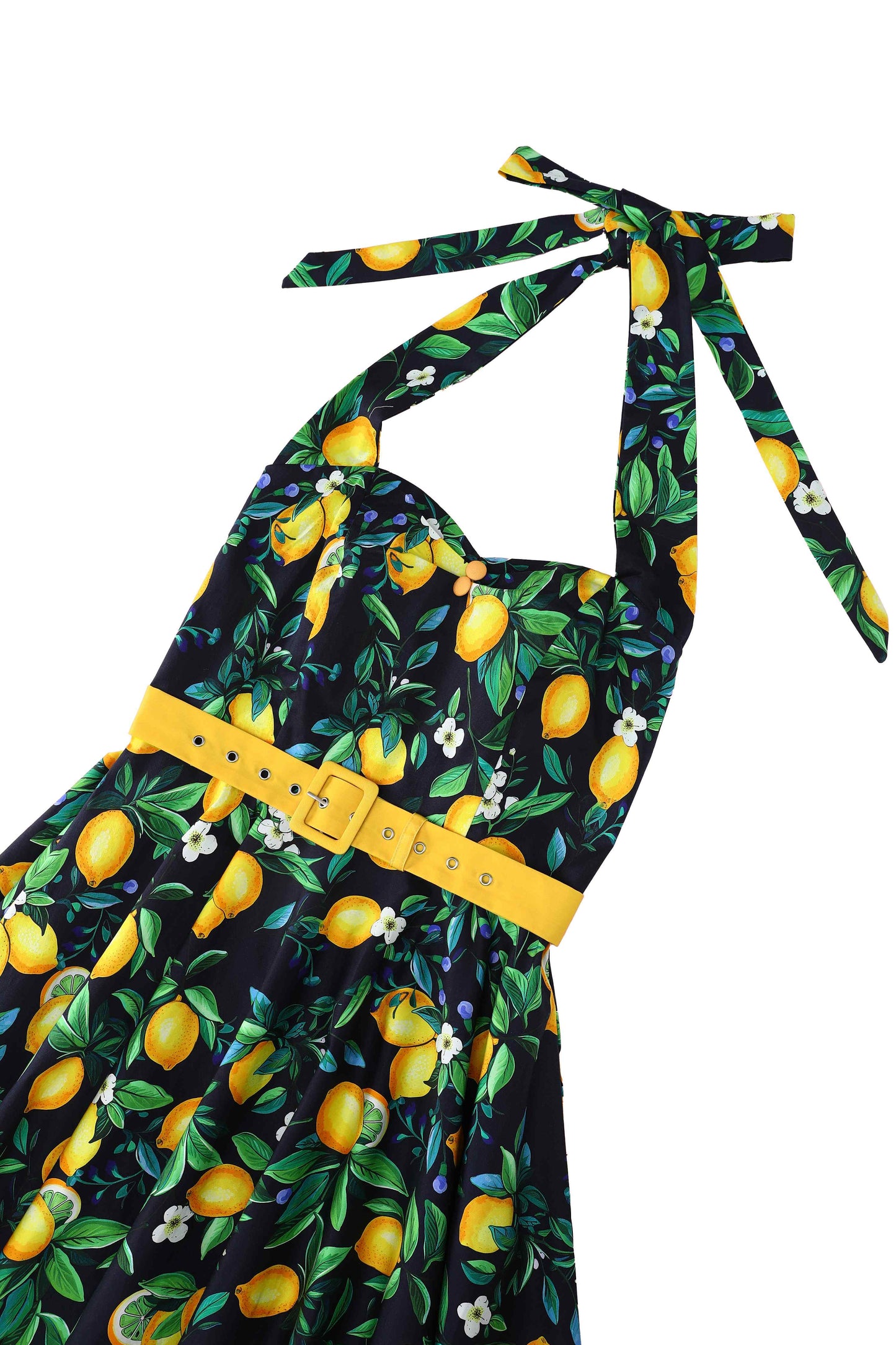 Daisy Lemon Halter Dress In Black