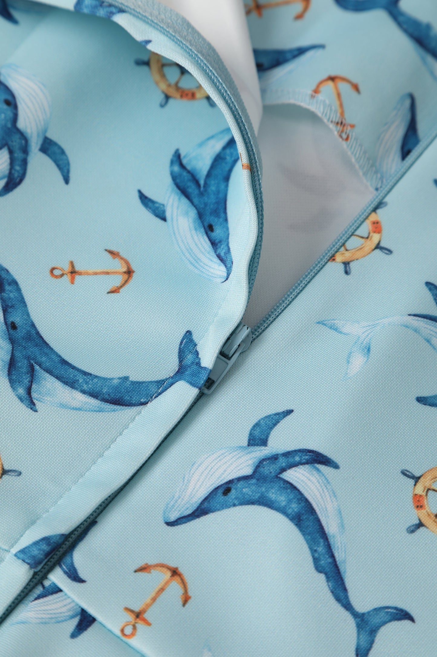 Amanda Blue Whale Swing Dress In Aqua Blue