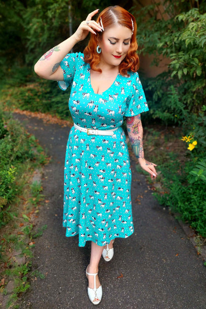 Palma Green Frenchie Short Sleeved Dress