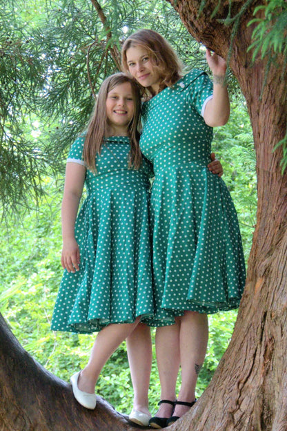 Darlene Full Circle Green Polka Dot Swing Dress