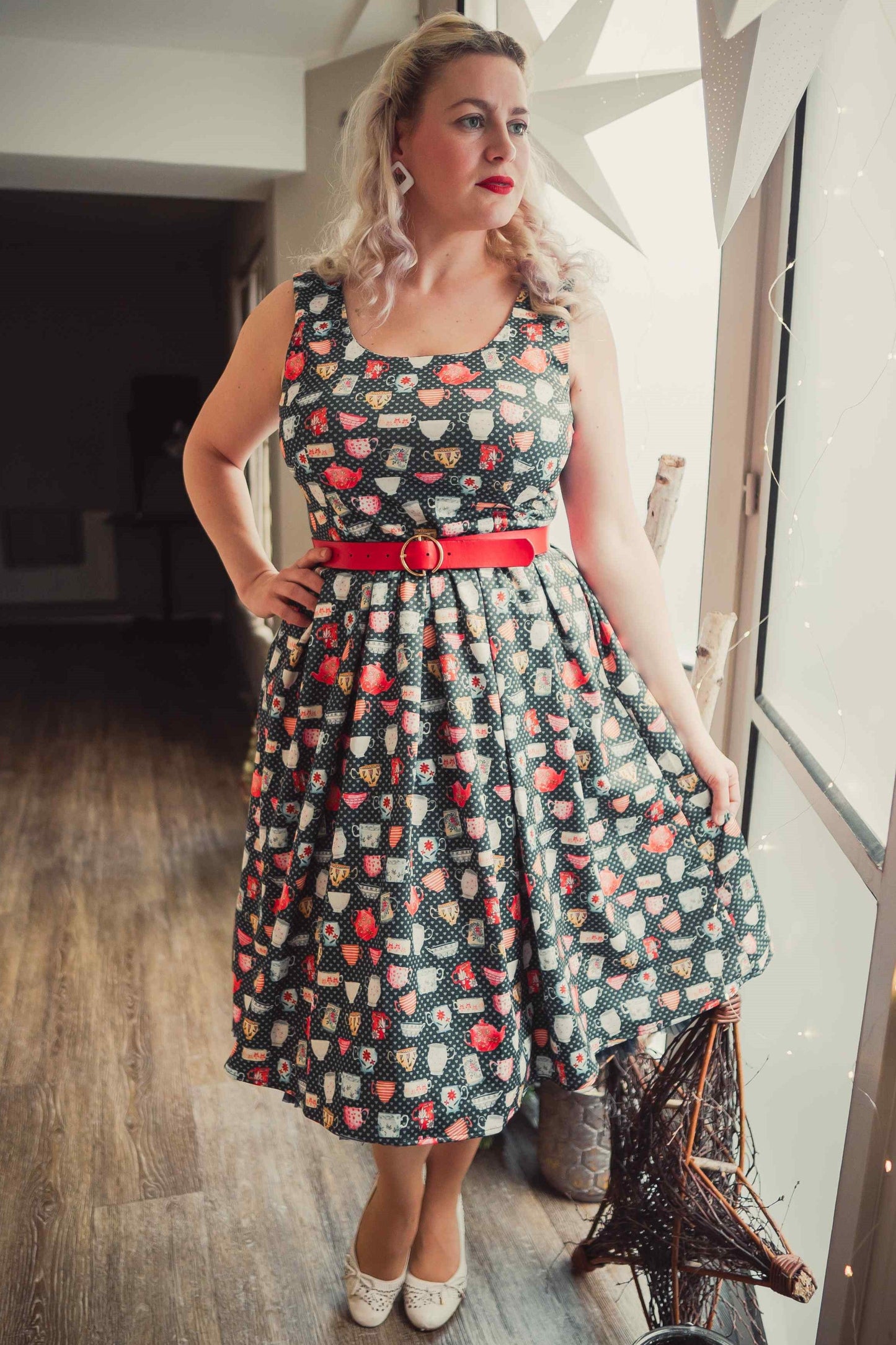 Amanda Green Teacup and Teapot Swing Dress