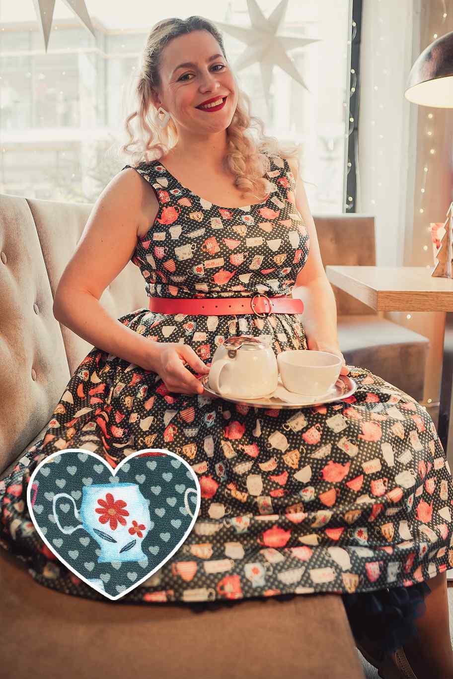 Amanda Green Teacup and Teapot Swing Dress