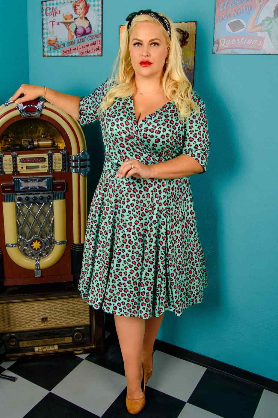 Matilda Leopard Print Wrap Dress In Green