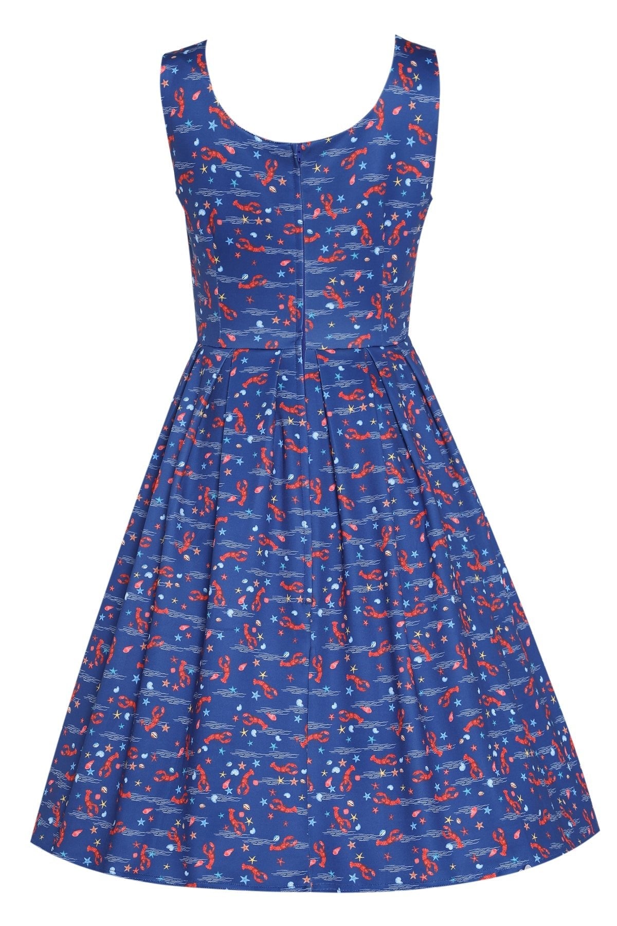 Amanda Lobster Dark Blue Flared Dress