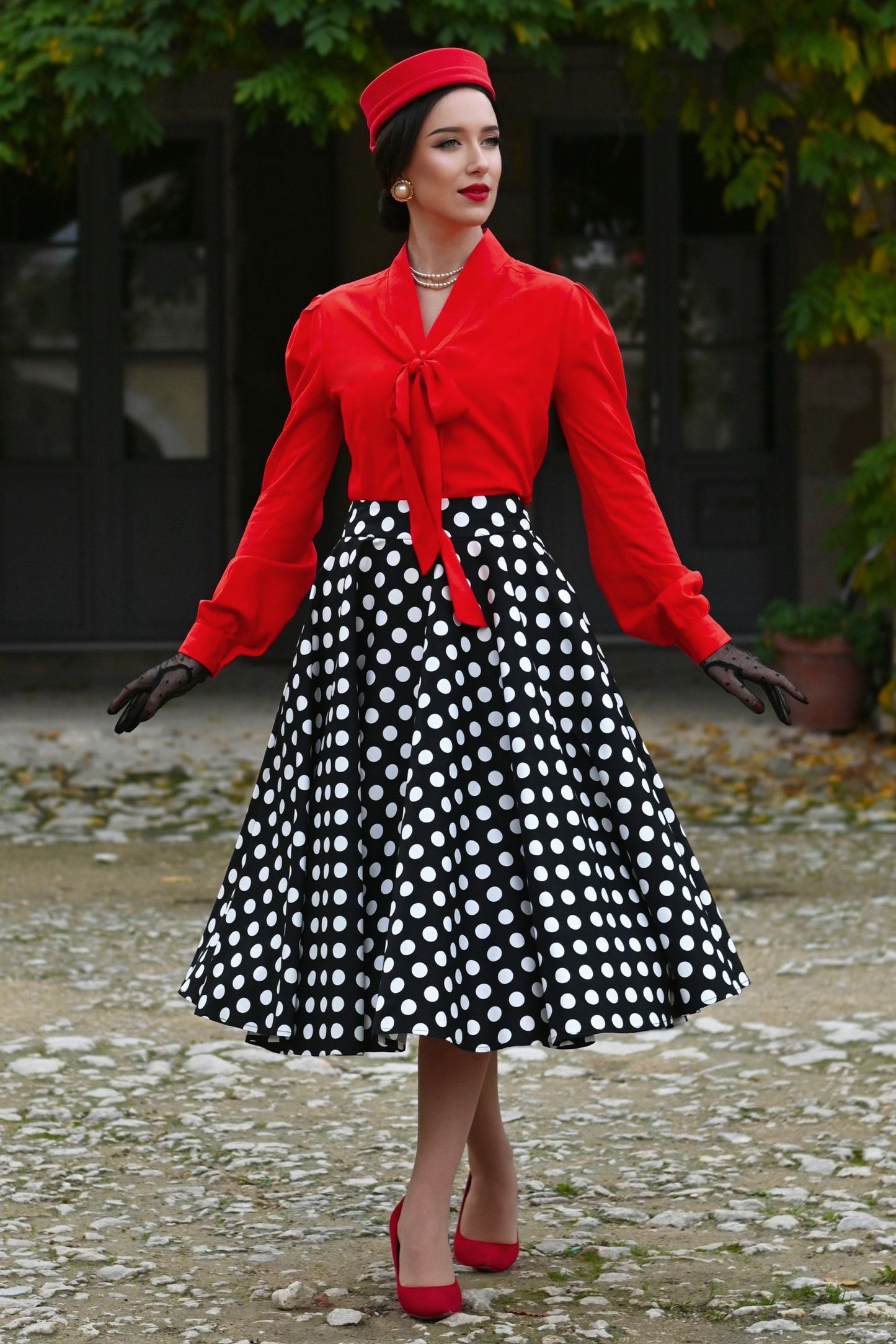 Margaret Long Sleeved Blouse In Red