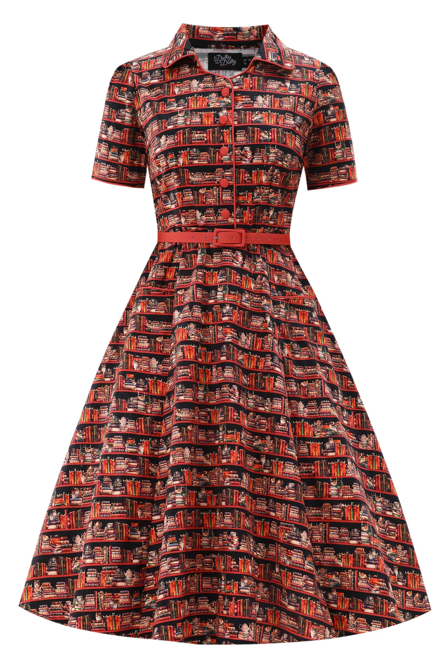 Mabel Midi Shirt Dress In Sleepy Cat Book Print