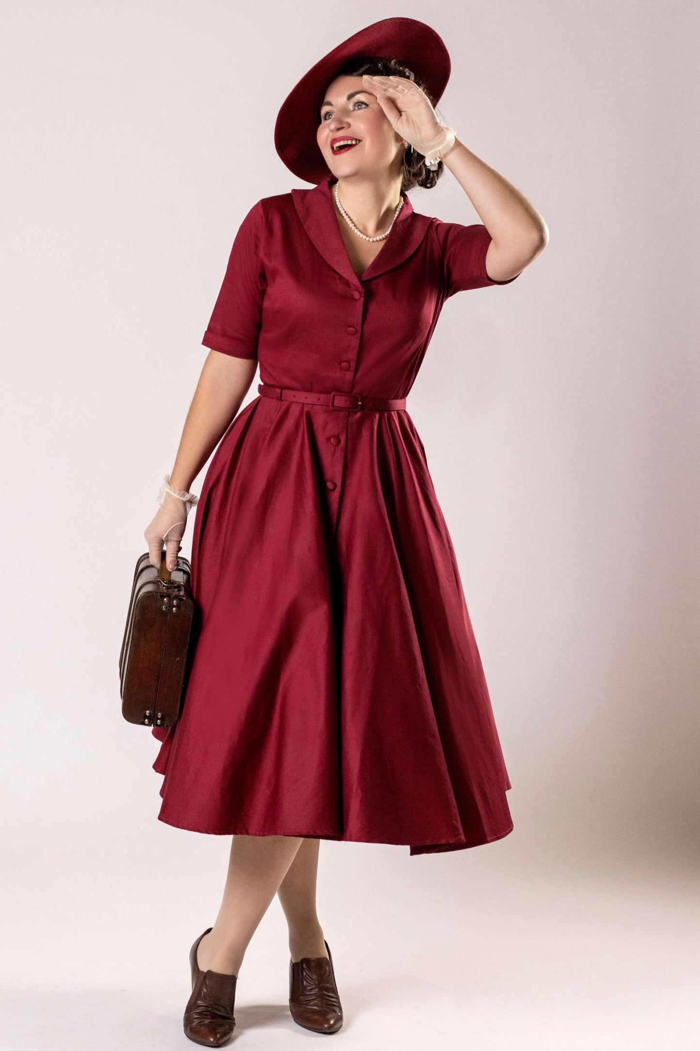 Mollie Scarlette Red Full Circle Shirt Dress