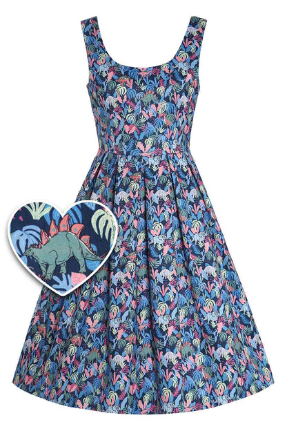 Amanda Multicoloured Dinosaur Flared Dress