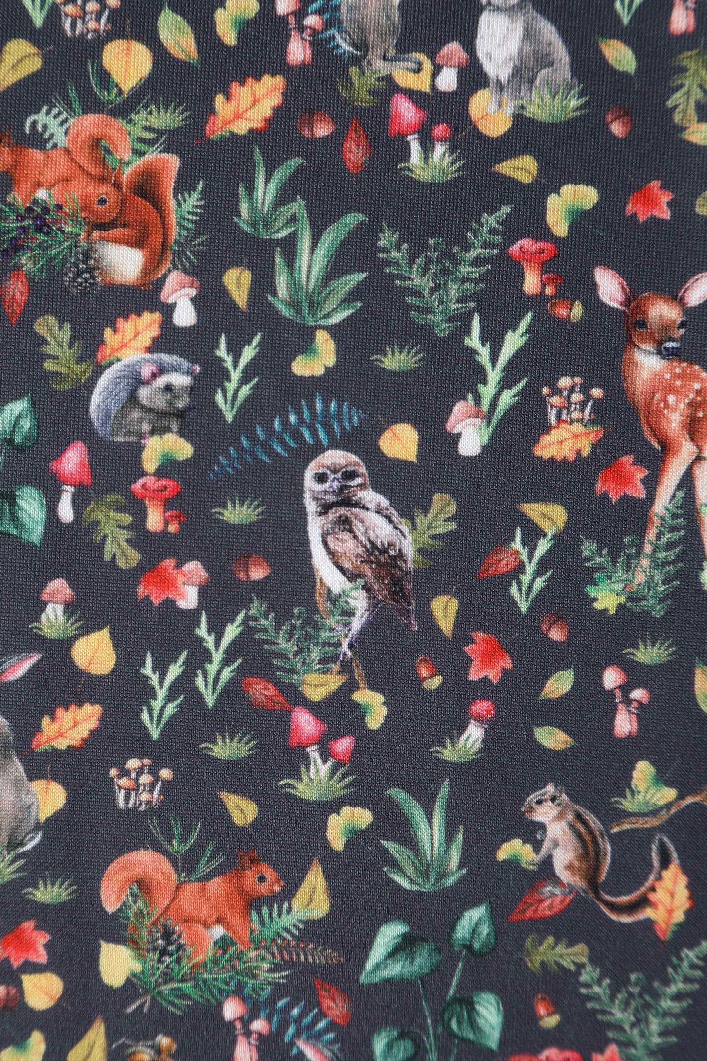 Lily Owl & Deer Off Shoulder Dress In Dark Green