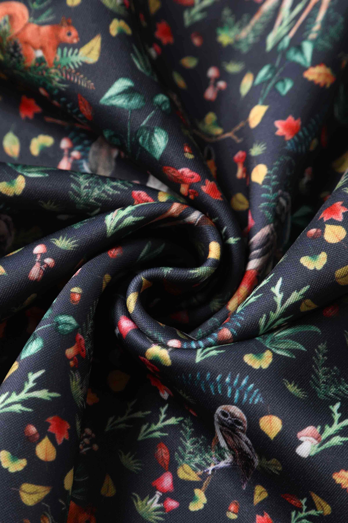 Lily Owl & Deer Off Shoulder Dress In Dark Green