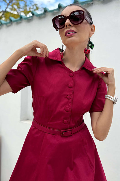 Penelope Retro Red Shirt Dress