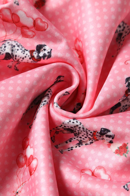 Amanda Pink Dalmatian Flared Dress