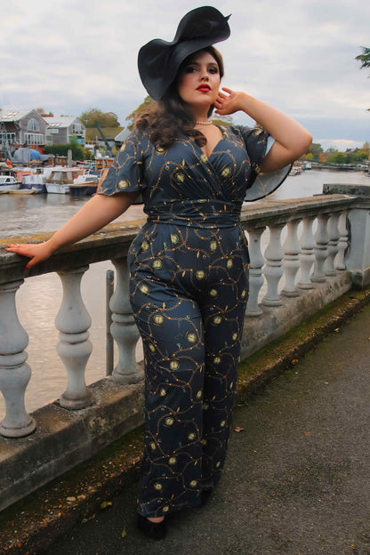 Esther Black Pocket Watch Jumpsuit