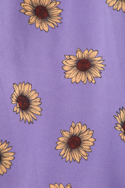 Lily Purple Off Shoulder Dress With Yellow Sunflowers