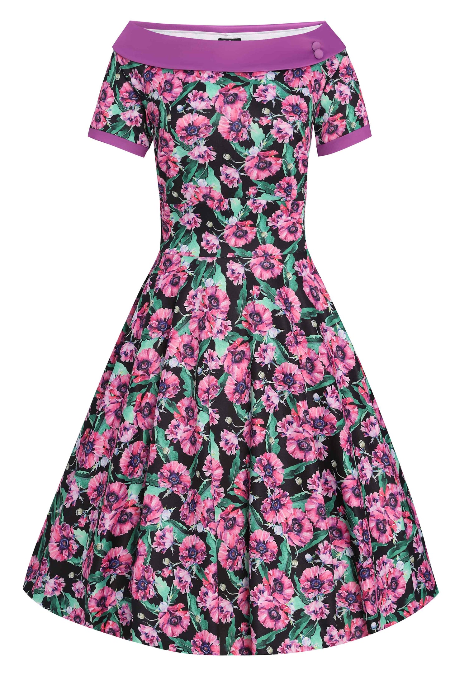 Darlene Purple Poppy Swing Dress