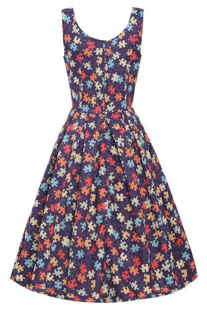 Amanda Puzzle Print Swing Dress
