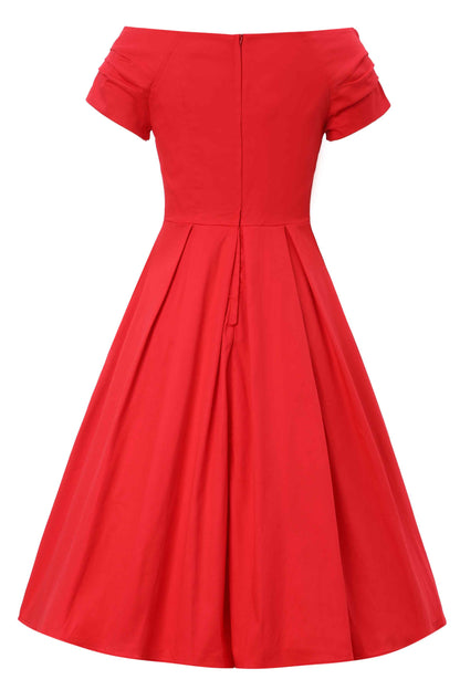 Lily Red Off Shoulder Midi Dress