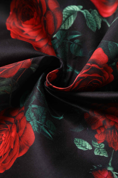 Darlene Red Rose Dress In Black