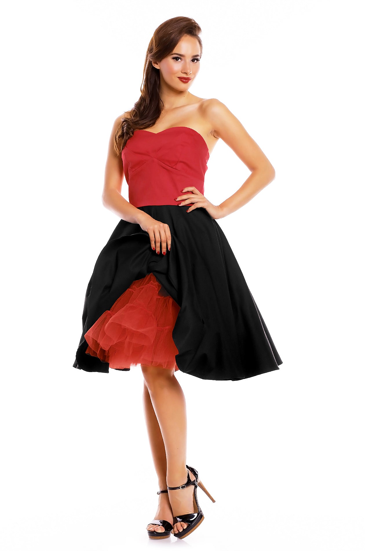 Melissa Retro Rockabilly Dress in Black-Red