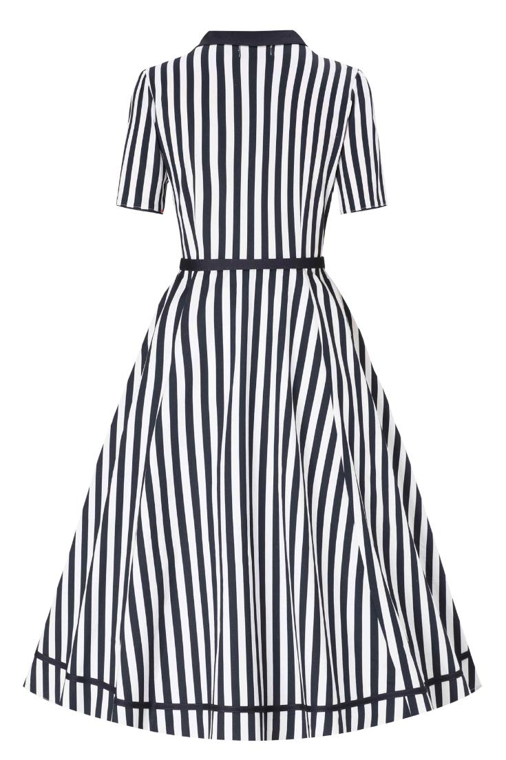 Mabel Striped Midi Shirt Dress In Dark Blue