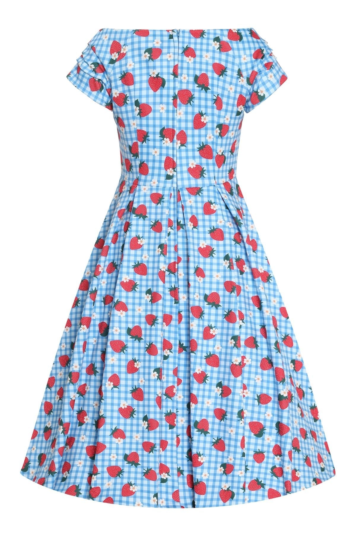 Lily Summer Strawberry Blue Gingham Dress