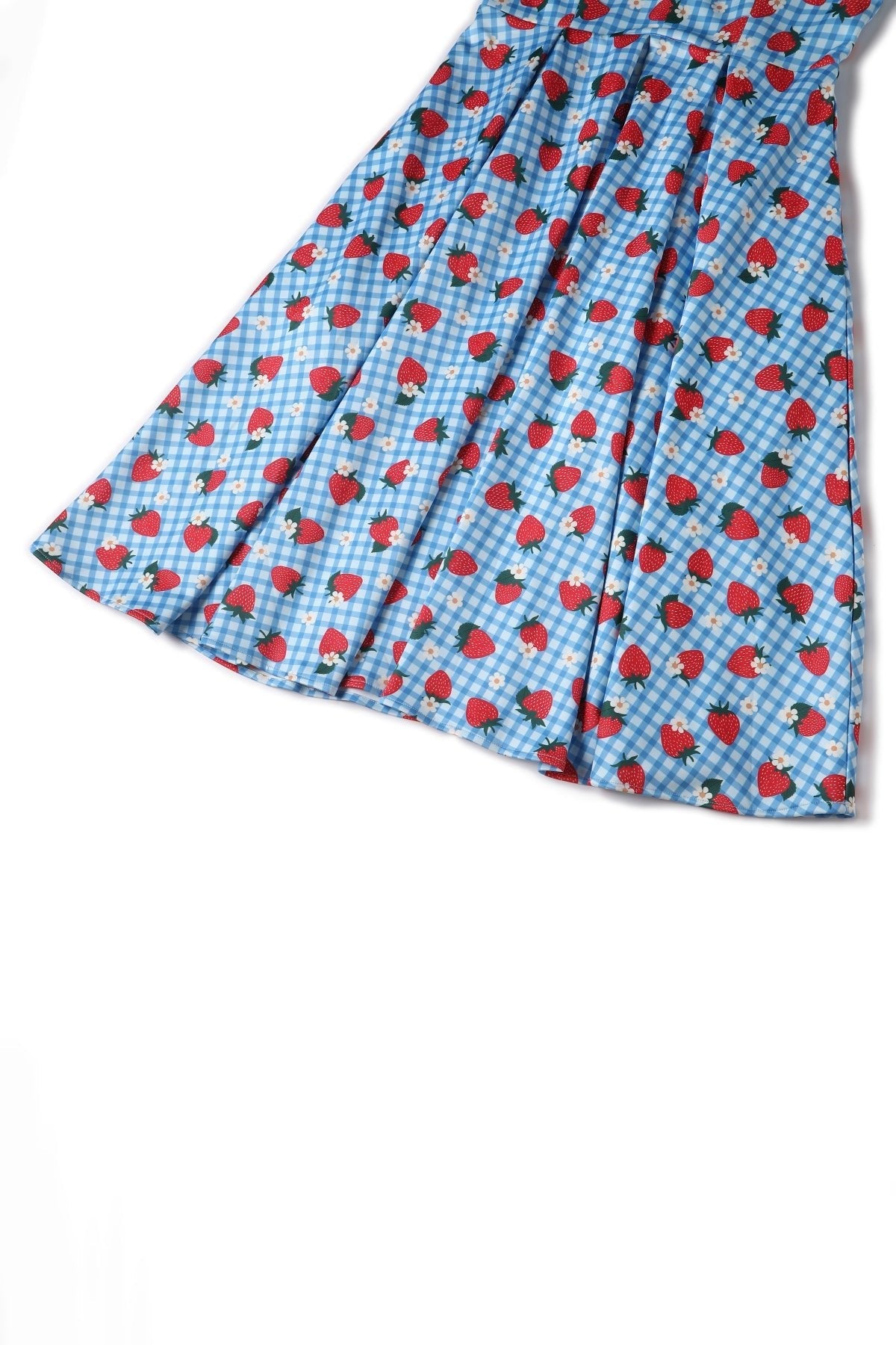 Lily Summer Strawberry Blue Gingham Dress