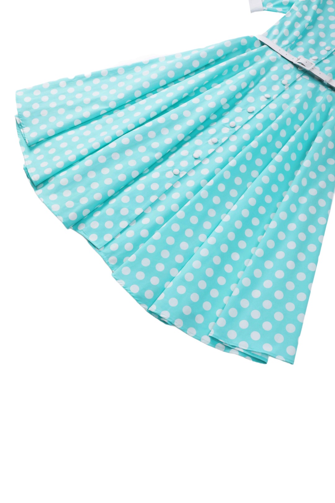 Mollie Turquoise Polka Dot Full Circle Shirt Dress