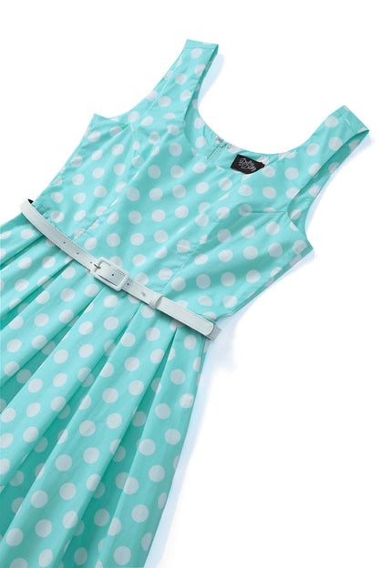 Ophelia Turquoise Polka Dot Midi Dress