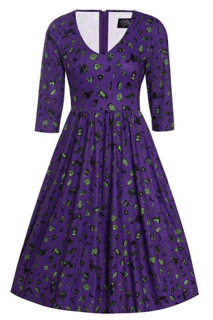 Billie Purple Wizard & Witch Long Sleeved Dress